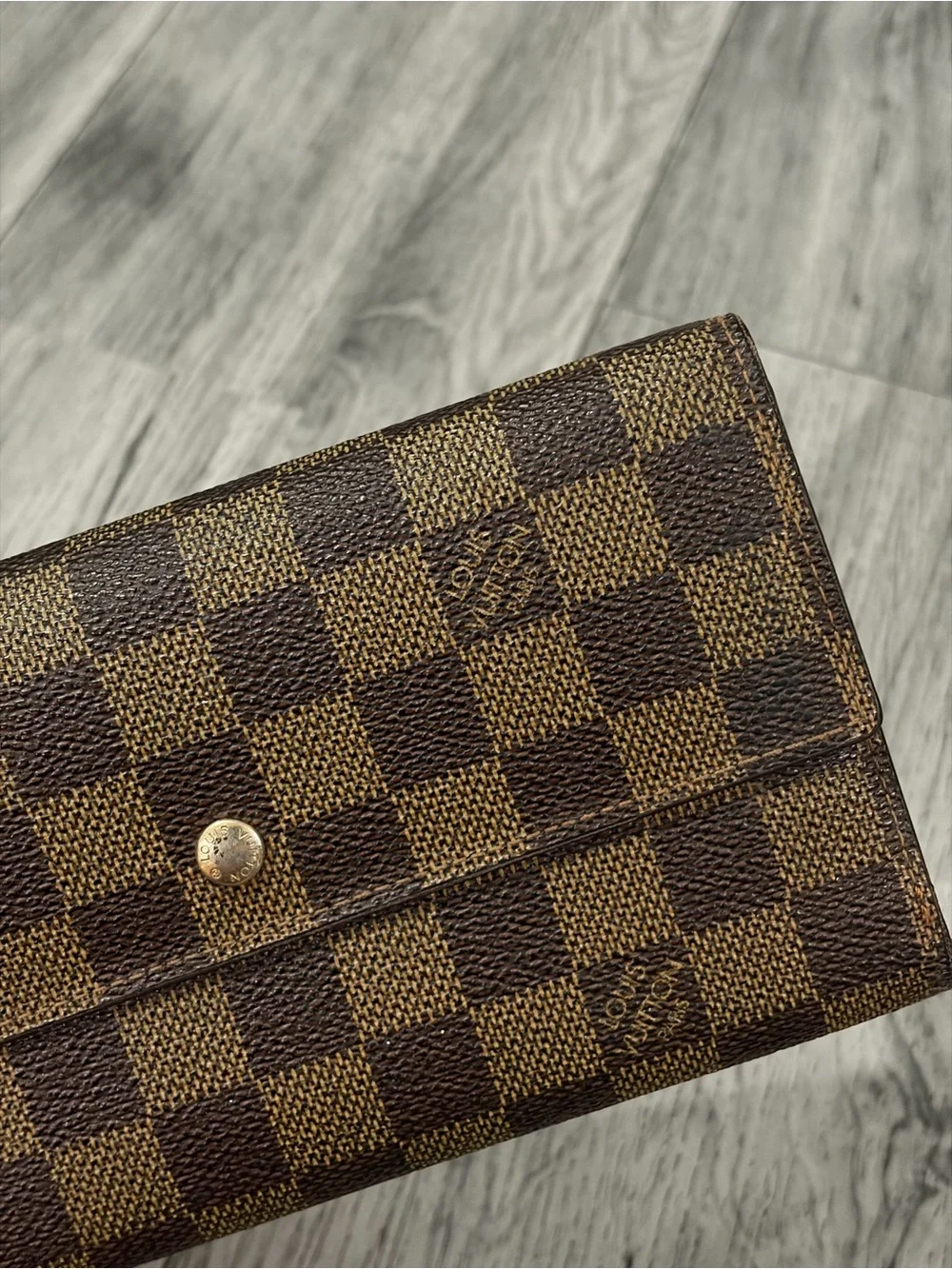 Louis Vuitton Damier Ebene Brown Check Trifold Wallet